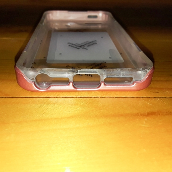 iPhone 5/5S/SE Metallic Pink Framed Clear Slim Fit Hybrid Phone Case - Picture 4 of 4